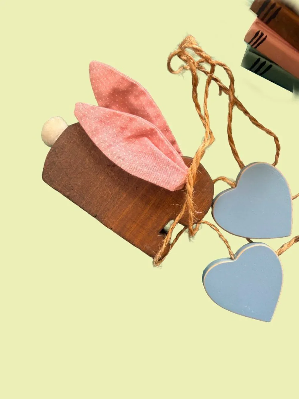 Cottagecore Fairytale Decor Bundle | Vintage Book, Wood Hearts, Bunny, Key Dish
